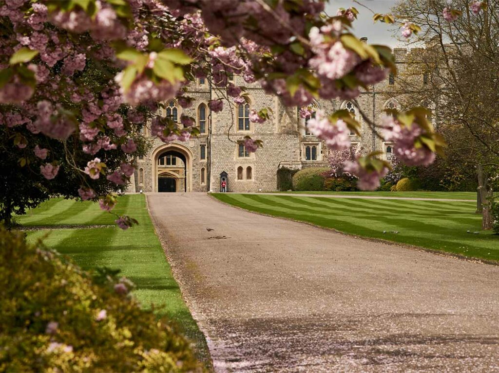 view from driveway of Windsor Castle, England